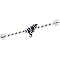 14G Aurora Gem Mystery Ray Gun Industrial Barbell 38mm