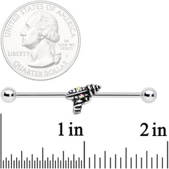 14G Aurora Gem Mystery Ray Gun Industrial Barbell 38mm