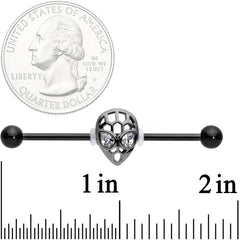 14G Clear CZ Gem Black Openwork Alien Industrial Barbell 38mm