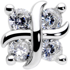 16G 5/16 Clear CZ Gem Stylized Square Labret Monroe Tragus