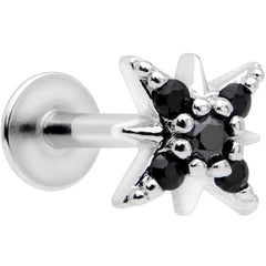 16G 5/16 Black Gem Compass Star Labret Monroe Tragus