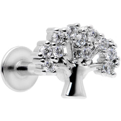 16G 5/16 Clear CZ Gem Tree of Life Labret Monroe Tragus