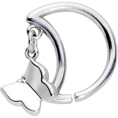 16G 3/8 Crescent Moon Butterfly Dangle Closure Ring