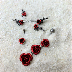14G Red Rose Flower and Gun Industrial Barbell 38mm