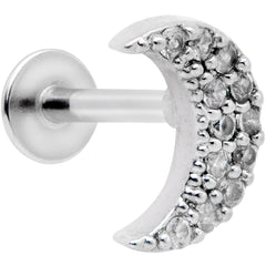 16G 5/16 Clear CZ Gem Crescent Moon Labret Monroe Tragus