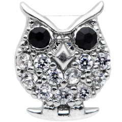 16G 5/16 Clear Black CZ Gem Round Owl Labret Monroe Tragus
