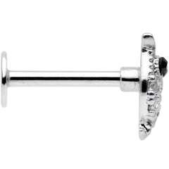 16G 5/16 Clear Black CZ Gem Round Owl Labret Monroe Tragus