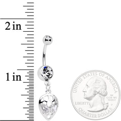 Clear Cubic Zirconia Gem Openwork Alien Dangle Belly Ring