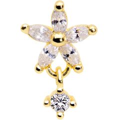 16G 5/16 Clear CZ Gem Gold Tone Flower Dangle Cartilage Tragus