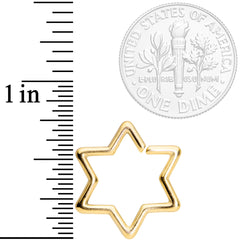 16G 5/16 Gold Tone Star of David Hexagram Closure Ring
