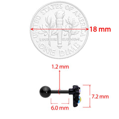 16G 1/4 Aurora Gem Black Busy Bee Cartilage Tragus Earring