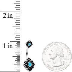 Faux Turquoise Beautiful Baroque Double Mount Belly Ring