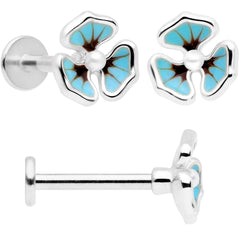 16G 5/16 Clear Gem Blue Flower Labret Monroe Tragus Set of 3