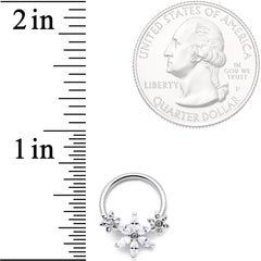 16G 3/8 Clear CZ Gem Flower BCR Captive Ring