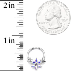 16G 3/8" Aurora CZ Gem Flower BCR Captive Ring