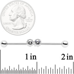14G Clear Gem Double Drama Industrial Barbell 38mm