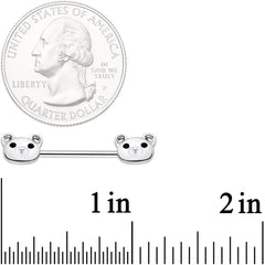 14G 9/16 Sweet Teddy Bear Barbell Nipple Ring Set