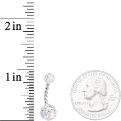 Aurora Gem White Faux Opal Disco Ball Twisted Belly Ring Set of 3