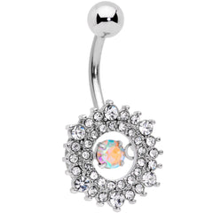 Clear Aurora Gem Pearlescent Purple Belly Ring Set of 3
