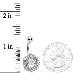 Clear Aurora Gem Pearlescent Purple Belly Ring Set of 3