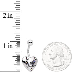 Aurora Gem Pink Pearlescent Glitter Heart Belly Ring Set of 4