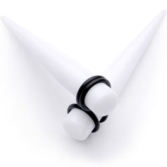 White Acrylic Straight Taper Set Available in Sizes  14G to 00G