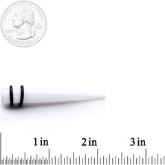 White Acrylic Straight Taper Set Available in Sizes  14G to 00G