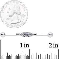 14G Clear CZ Gem Fashionista Industrial Barbell 38mm