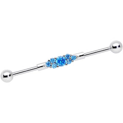 14G Aqua CZ Gem Fashionista Industrial Barbell 38mm