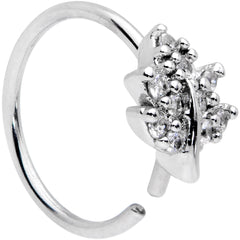 20G 5/16 Clear CZ Gem Maple Leaf Nose Hoop