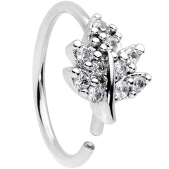 20G 5/16 Clear CZ Gem Maple Leaf Nose Hoop