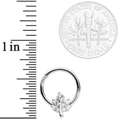 16G 3/8 Clear CZ Gem Maple Leaf Hinged Segment Ring