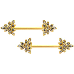 14G 9/16 Clear CZ Gem Elegant Triangle Nipple Ring Set