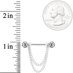 14G Clear Gem End Chain Dangle Nipple Ring Set