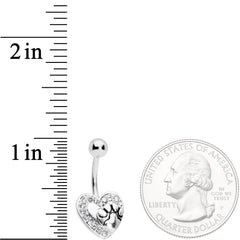 Clear Gem Dog Paw Print Heart Puppy Love Belly Ring