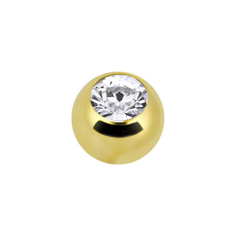 Solid 14K Yellow Gold Cubic Zirconia Replacement Ball 4.5mm - 14G