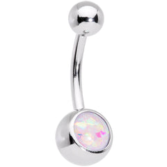 White Faux Opal Fun With Flowers Belly Ring Set of 3