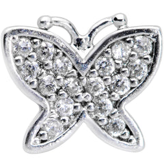 16G 5/16 Clear CZ Gem Spring Butterfly Labret Monroe Tragus