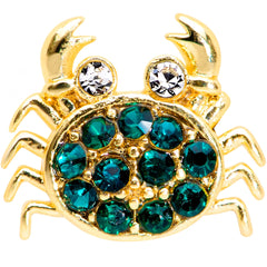16G 5/16 Clear Green Gem Gold Tone Nautical Crab Labret Tragus