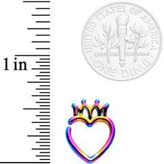 16G 5/16 Rainbow Royal Crown Heart Left Ear Closure Ring