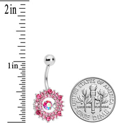 Pink Gem Elegant Dance Wreath Belly Ring