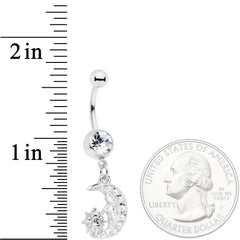 Clear Gem Peaceful Night Star Moon Dangle Belly Ring
