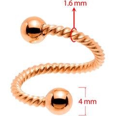 14G 3/8 Rose Gold Tone Twisted Spiral Twister Belly Ring