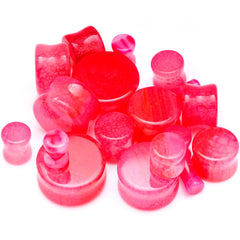 Red Agate Stone Saddle Plug Set Available in Sizes 0G to 25mm