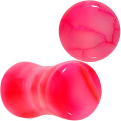 Red Agate Stone Saddle Plug Set Available in Sizes 0G to 25mm