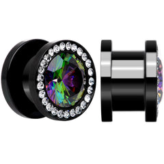 Vitrail Clear CZ Gem Black Hypnotic Screw Fit Plug Set