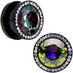 Vitrail Clear CZ Gem Black Hypnotic Screw Fit Plug Set