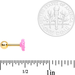 16G 1/4 Clear Gem Gold Tone Pink Flower Tragus Cartilage Earring