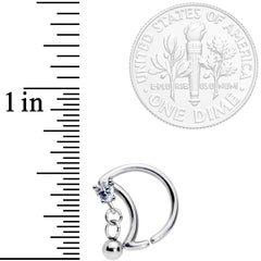 16G 3/8 Clear CZ Gem Crescent Moon Heart Dangle Closure Ring