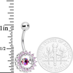 Pink Gem Elegant Dance Crown Belly Ring